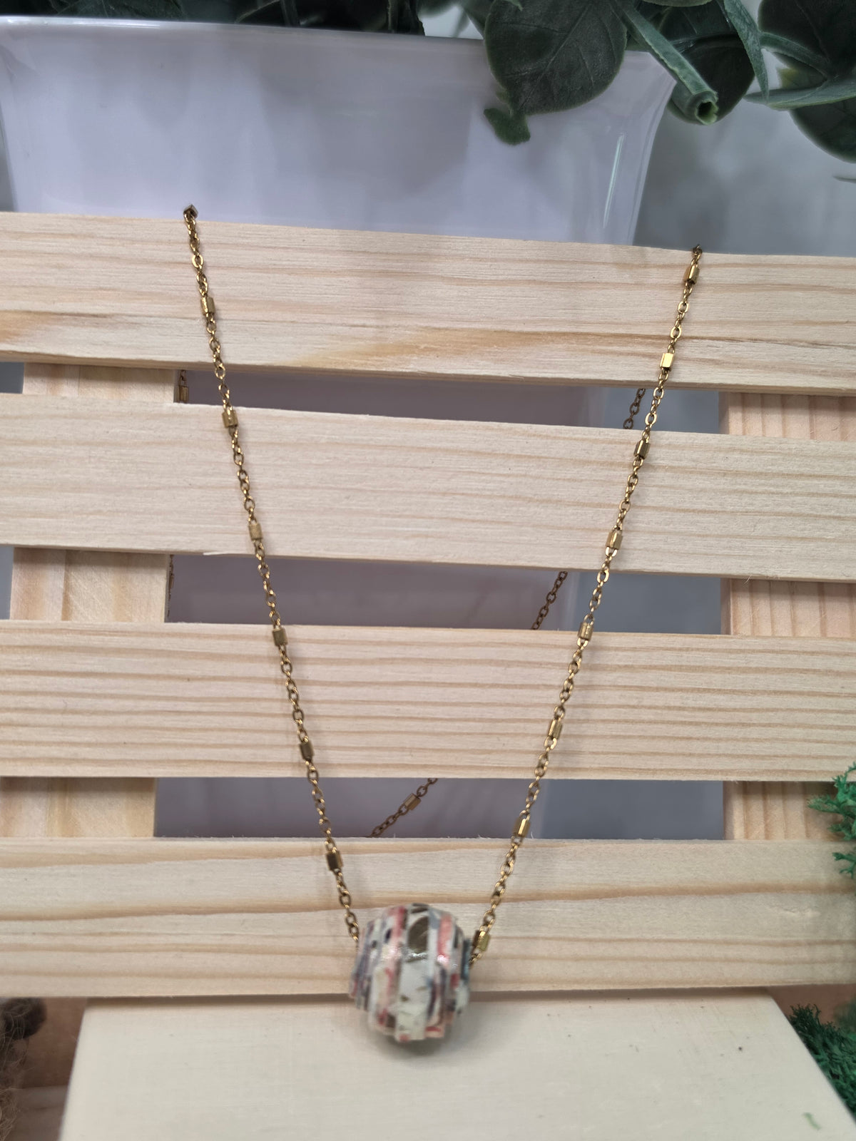 Minimalist Paper Bead Necklace