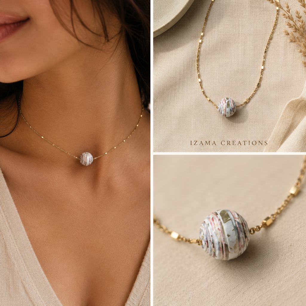 Minimalist Paper Bead Necklace