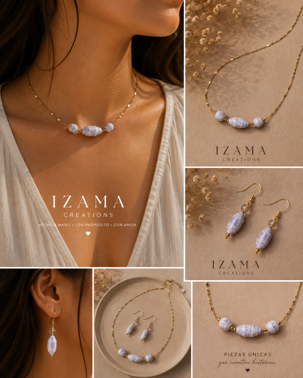 Violeta — Handmade Paper Bead Jewelry Set