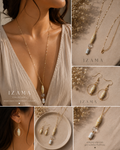 Brisa Dorada — Long Paper Bead Necklace & Earring Set