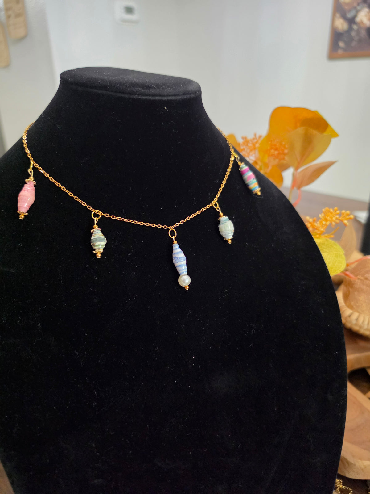 Constelación de papel- recycled paper charm Necklace