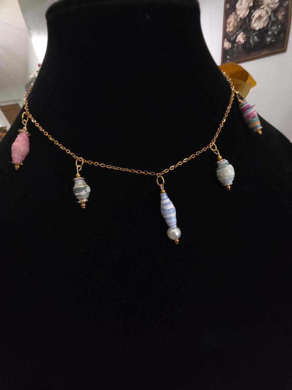 Constelación de papel- recycled paper charm Necklace