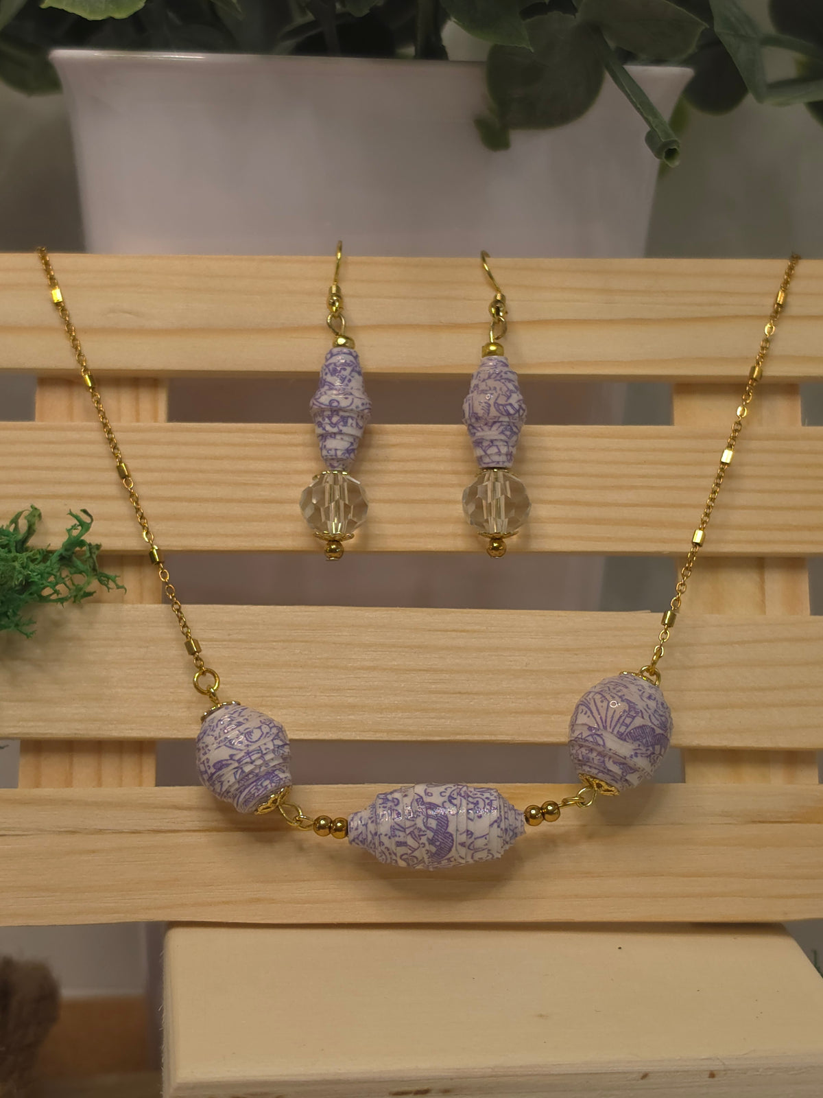 Violeta — Handmade Paper Bead Jewelry Set