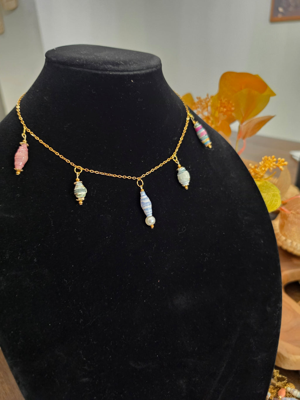Constelación de papel- recycled paper charm Necklace